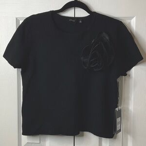 Cyrus - Black Crop Embellished Short
Sleeve Tee Size L